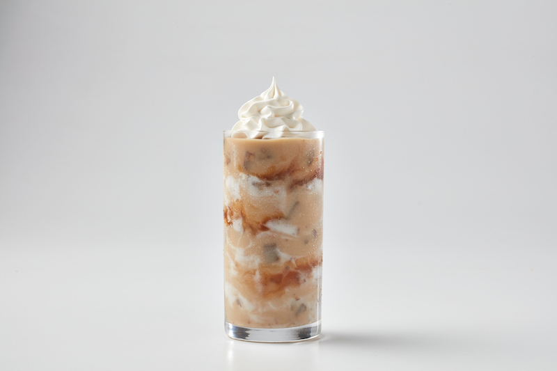 Freddy’s cold brew caramel crunch concrete topped with whipped cream