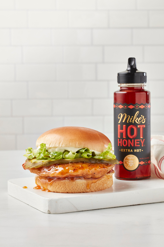 Freddy's hot honey chicken sandwich and hot honey sauce