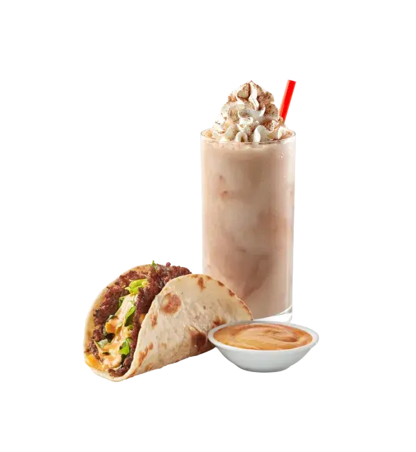 Smash Burger Taco and Frozen Hot Chocolate Frost
