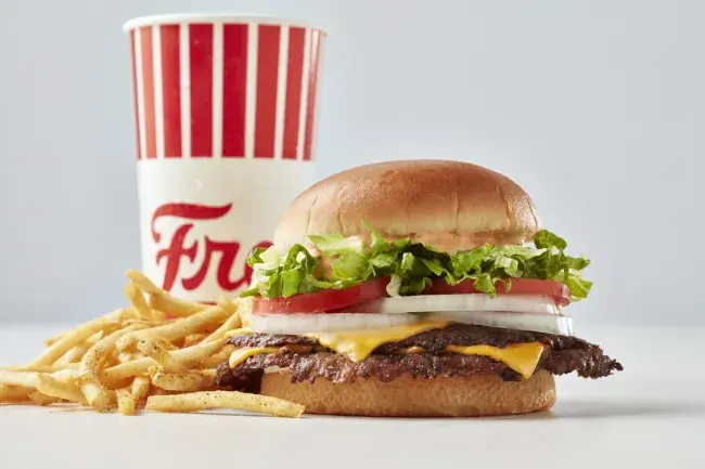 Freddy’s California style steakburger combo with fries and drink