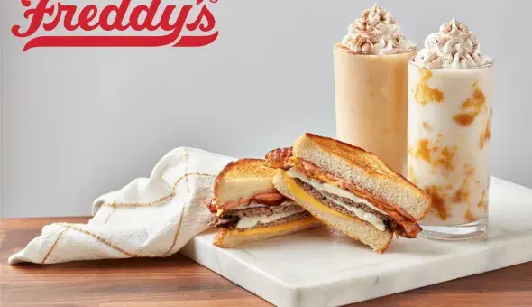 Freddy's Grilled Cheese Steakburger + Pumpkin Pie Concrete and Shake