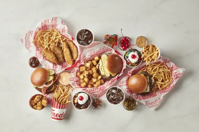 display of freddys menu food