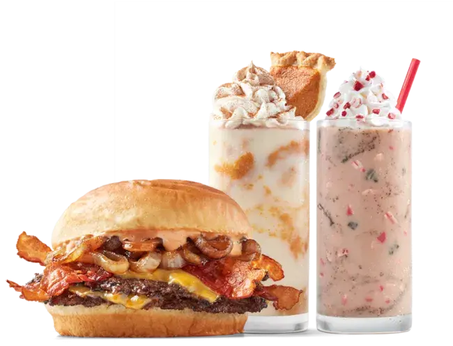 Smoky Cheddar Stack, Pumpkin Pie Concrete and Oreo Cookie Peppermint Shake